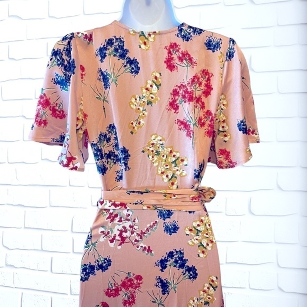 Lulus Mystic Mondays Pink Floral Print Wrap Maxi Dress, Short Sleeves size XS/S - Picture 14 of 15